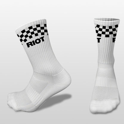 Riot Performance Socks – White Checkered