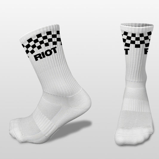 Riot Performance Socks – White Checkered
