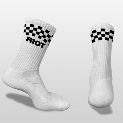 Riot Performance Socks – White Checkered