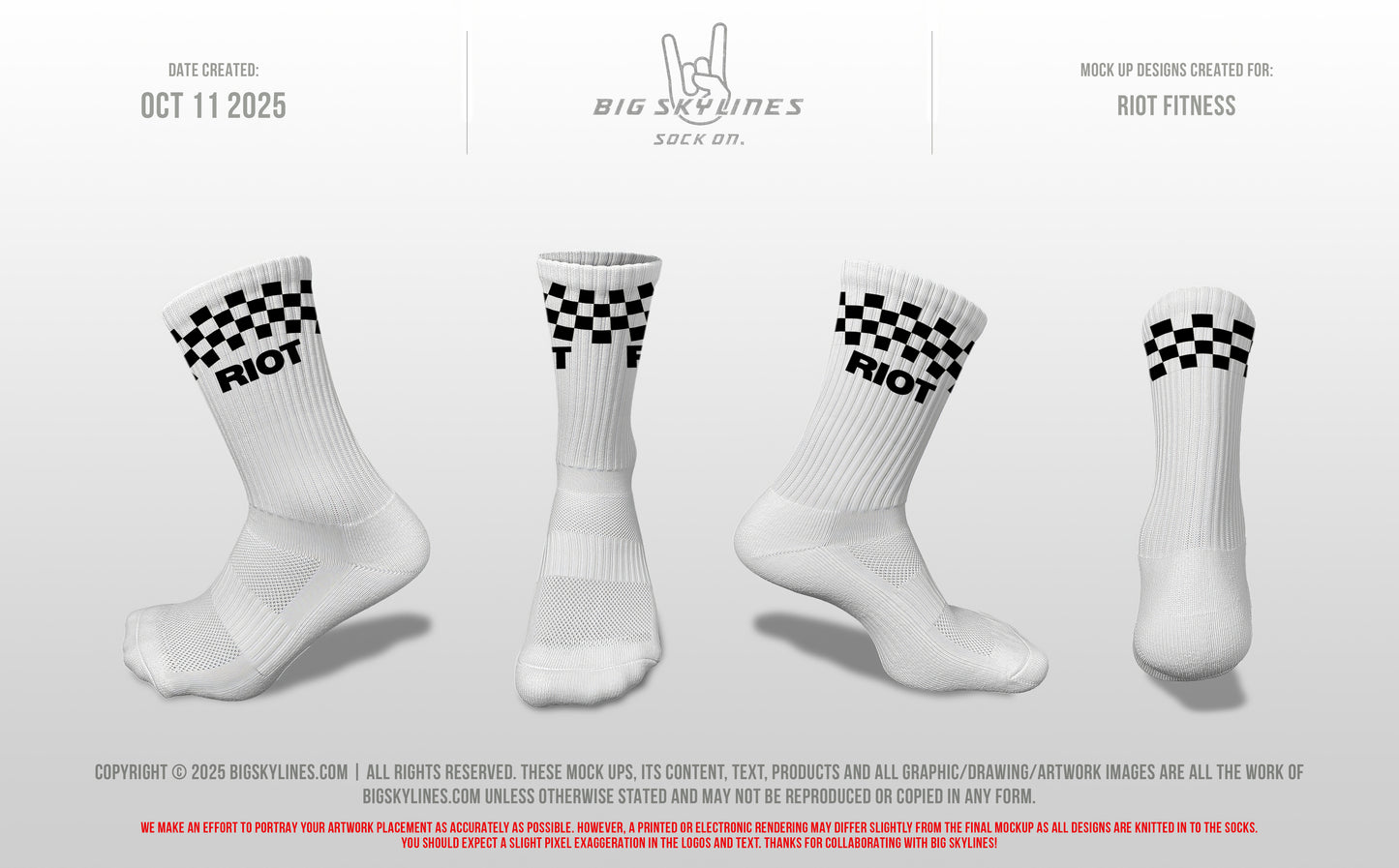 Riot Performance Socks – White Checkered