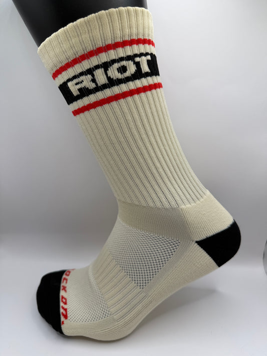 Riot Performance Socks- Striped Cream